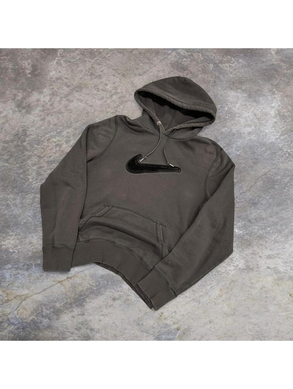 Vintage Nike grey hoodie with a big embroidered felt swoosh